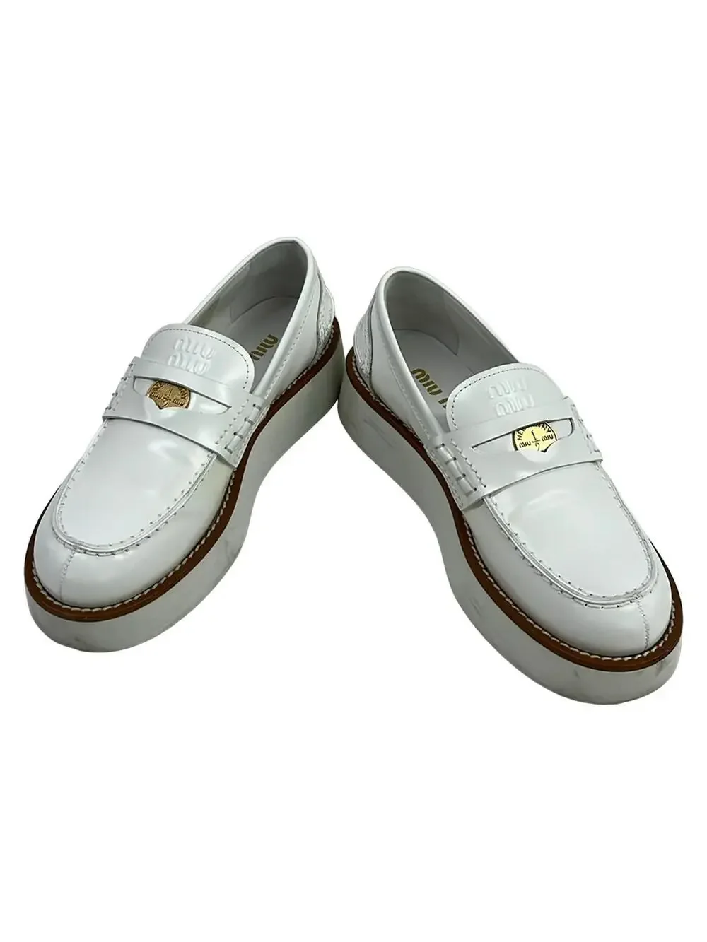 Miumiu Penny Loafer White Leather #277609M69B